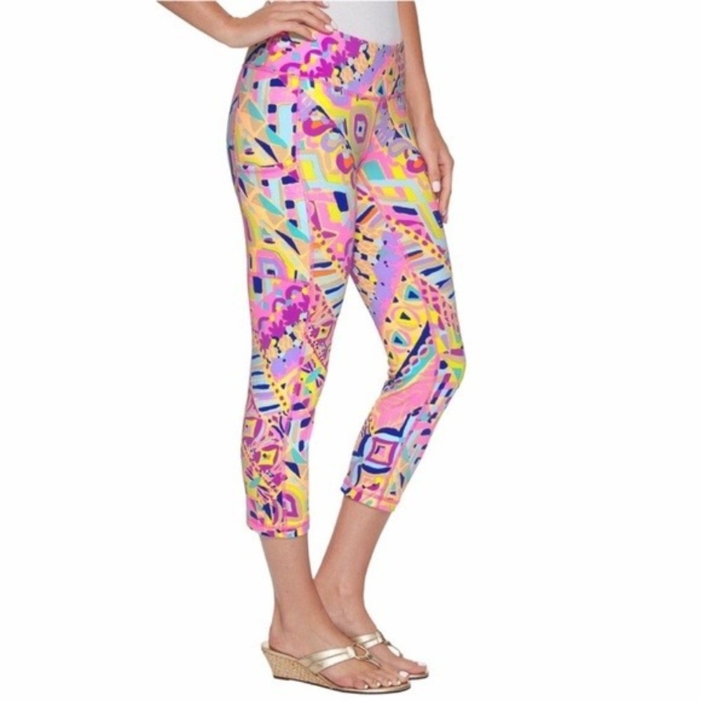 Lilly Pulitzer Luxletic Weekender Cropped Leggings‎ Plantain Party Size Small